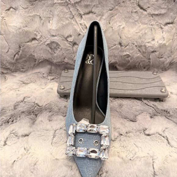 Elegant Blue Denim NY and Company Women's High Heels with Crystal Embellishment - Picture 4 of 12